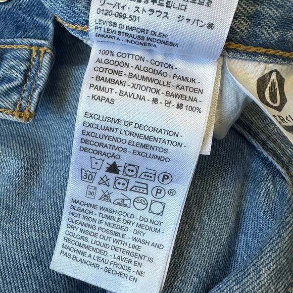 LEVIS Wedgie Straight Jeans Blue Denim Frayed Crop High Rise Grunge - Picture 11 of 14